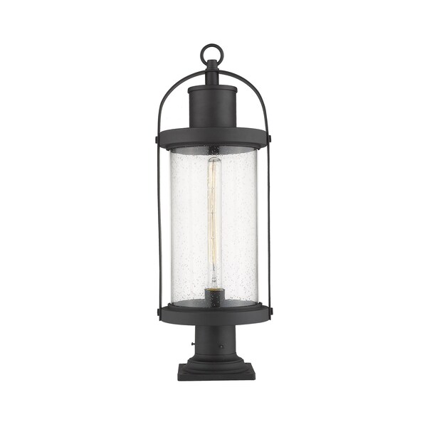 Z-Lite Roundhouse 1 Light Outdoor Pier Mounted Fixture, Black And Clear Seedy 569PHB-533PM-BK - main